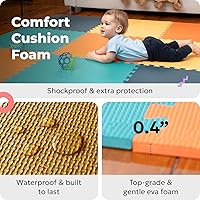 Vista 8 de MioTetto Tapete de juego para bebé, azulejos de espuma suave para el suelo para niños. Azulejos de espuma entrelazados ajustables, se adapta a