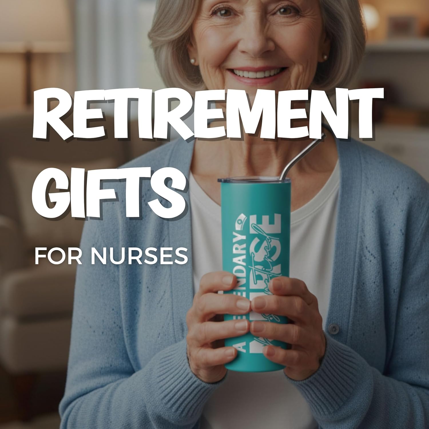 Onebttl Retirement Gifts for Nurses, Turquoise 20 oz Skinny Tumbler with Lid and Straw