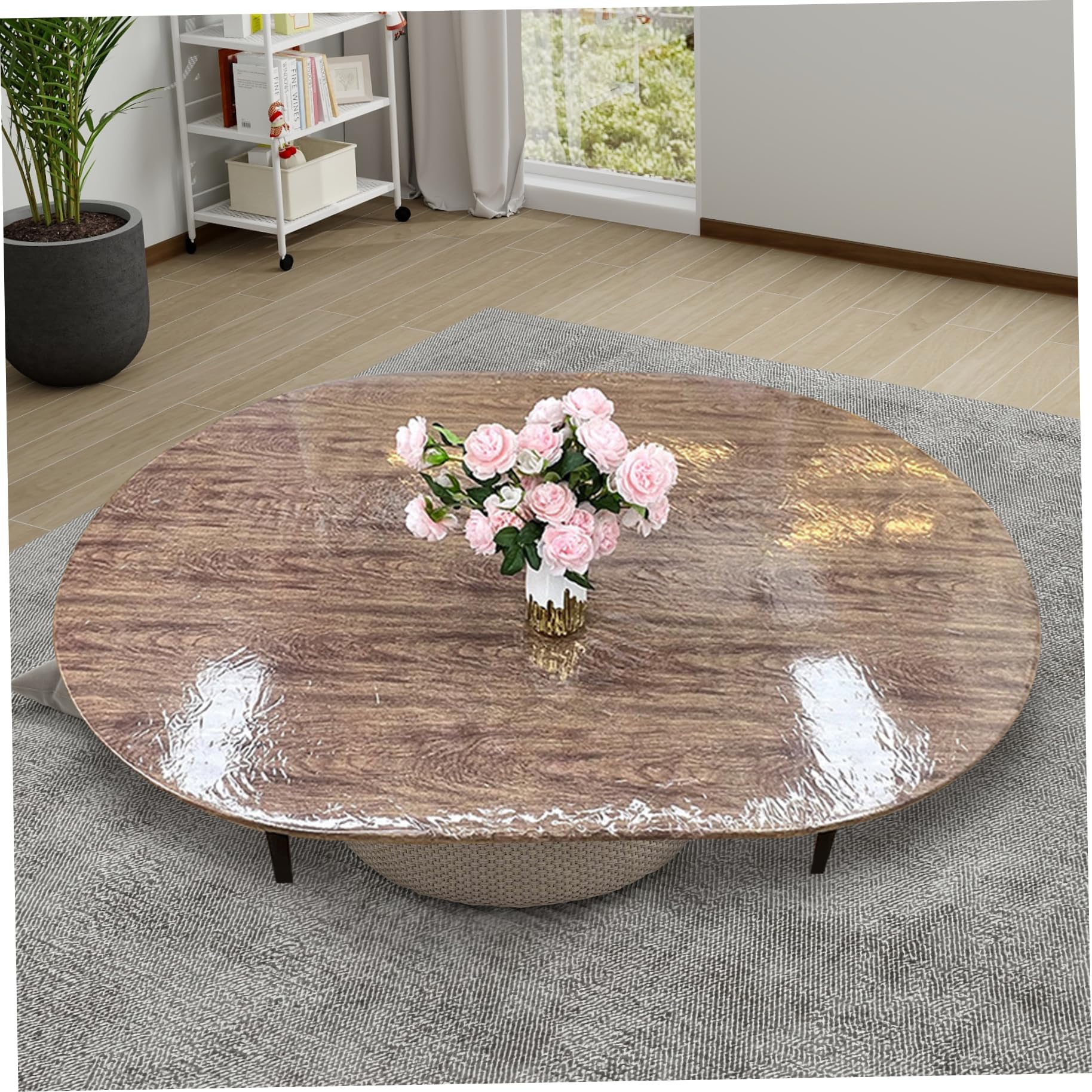 Nappe élastique ovale imperméable et protection de table transparente en plastique
