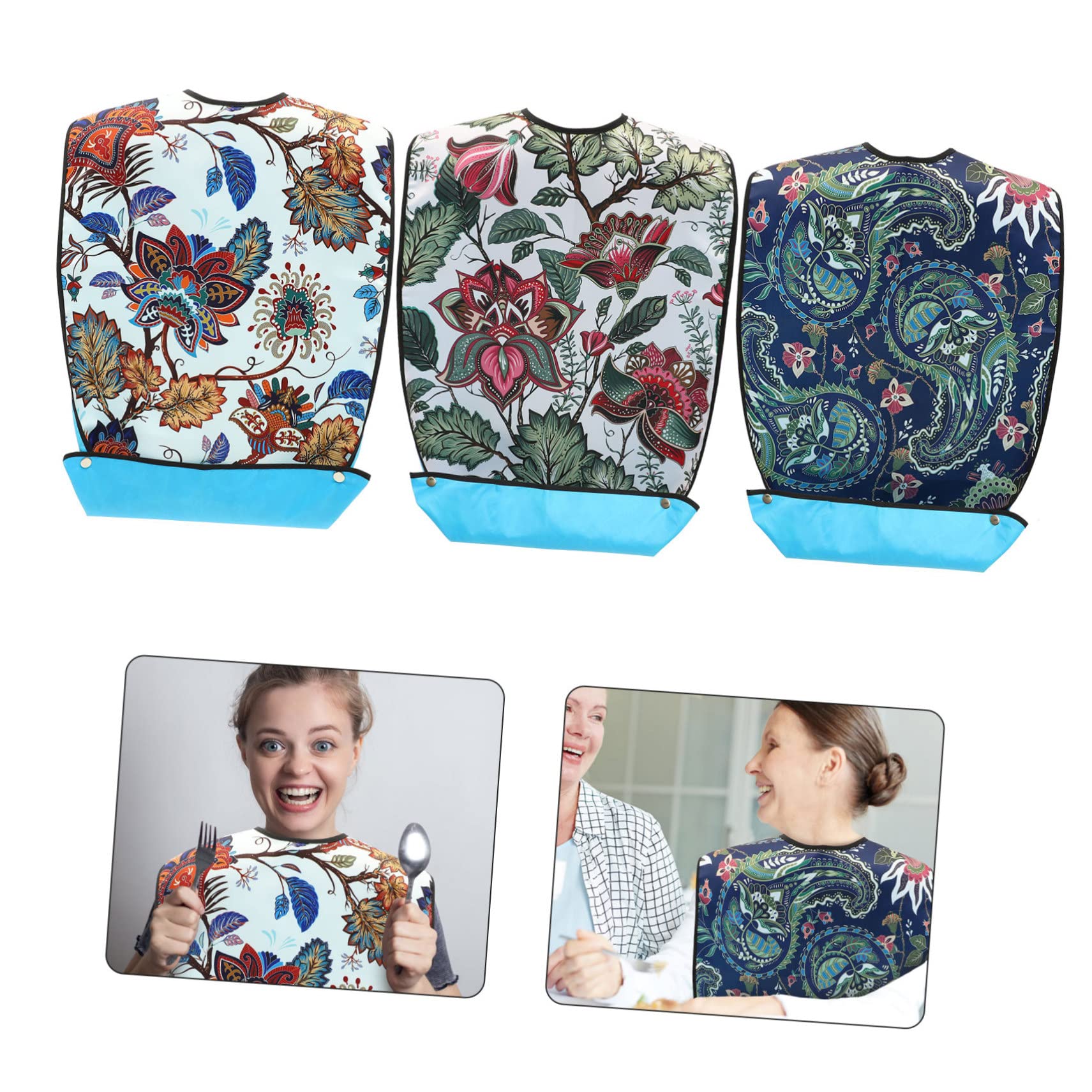 Verstellbare Lätzchen für Erwachsene aus Polyester und Pu 3 Stück-pack Einfach Anzuziehen Schützt Kleidung Beim Essen für Senioren