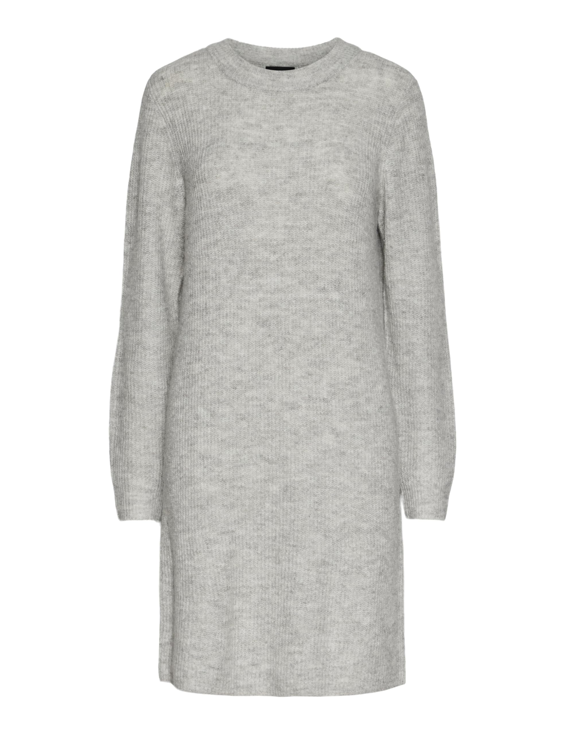 PIECES Women's Pcelles LS O-Neck Knit Dress Noos BC Dress, Light Grey Melange, S