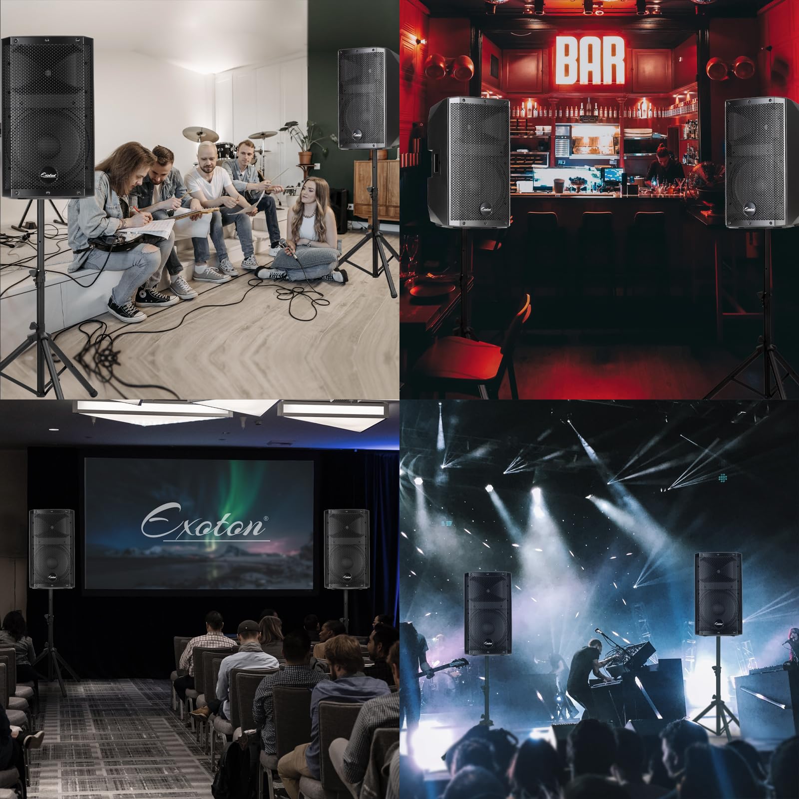 EXOTON MX-P12 PA System with 2x12 Speakers, 10-Channel Mixer & Mic |Professional High-Powered Bluetooth PA System for Weddings, Concerts, Large Parties