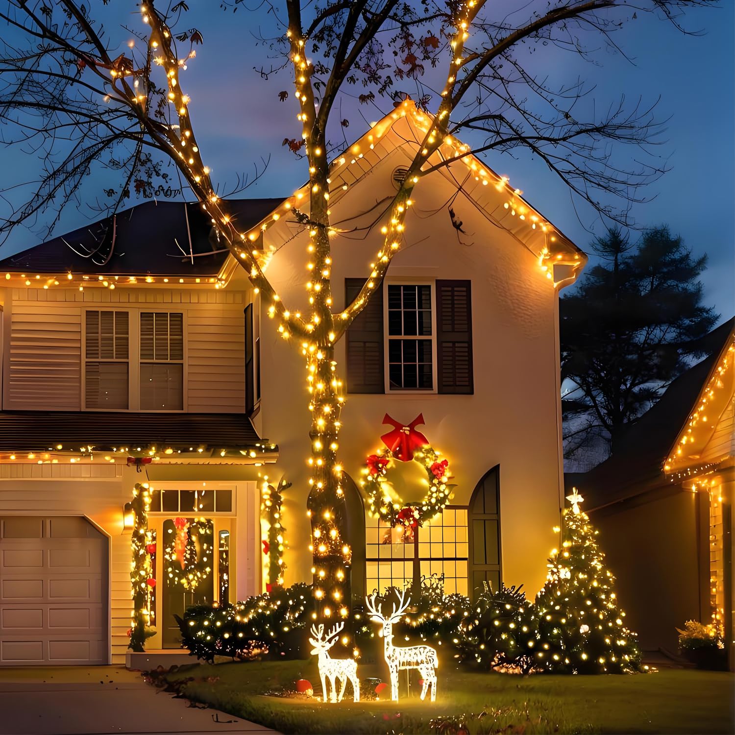 Guirnalda Luces Exterior Interior,80m 800 LED Luces Navidad con Control Remoto,8 Modos,Impermeable Guirnalda Luminosas Decoracion,para Navidad,Fiestas,Jardín,Decoración de Boda,Blanco Cálido