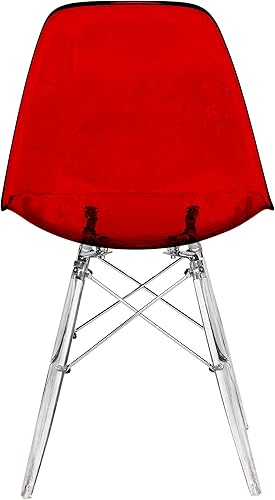 Miniatura 5 de LeisureMod Dover - Silla auxiliar moldeada con patas de acrílico, color rojo transparente Rojo transparente,Claro,Transparente negro,Azul