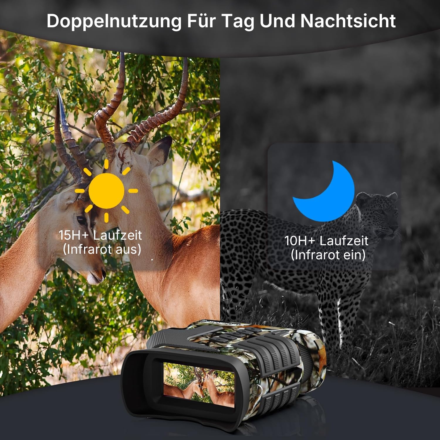 Nachtsicht Fernglas Mit 8x Zoom & 4K Video - 5000mAh Akku, 36MP Fotos, Wasserdicht Für Jagd & Outdoor