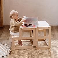 Vista 2 de Torre de cocina, torre para niños pequeños, torre de cocina Montessori, taburete de cocina, muebles Montessori, torre de actividades