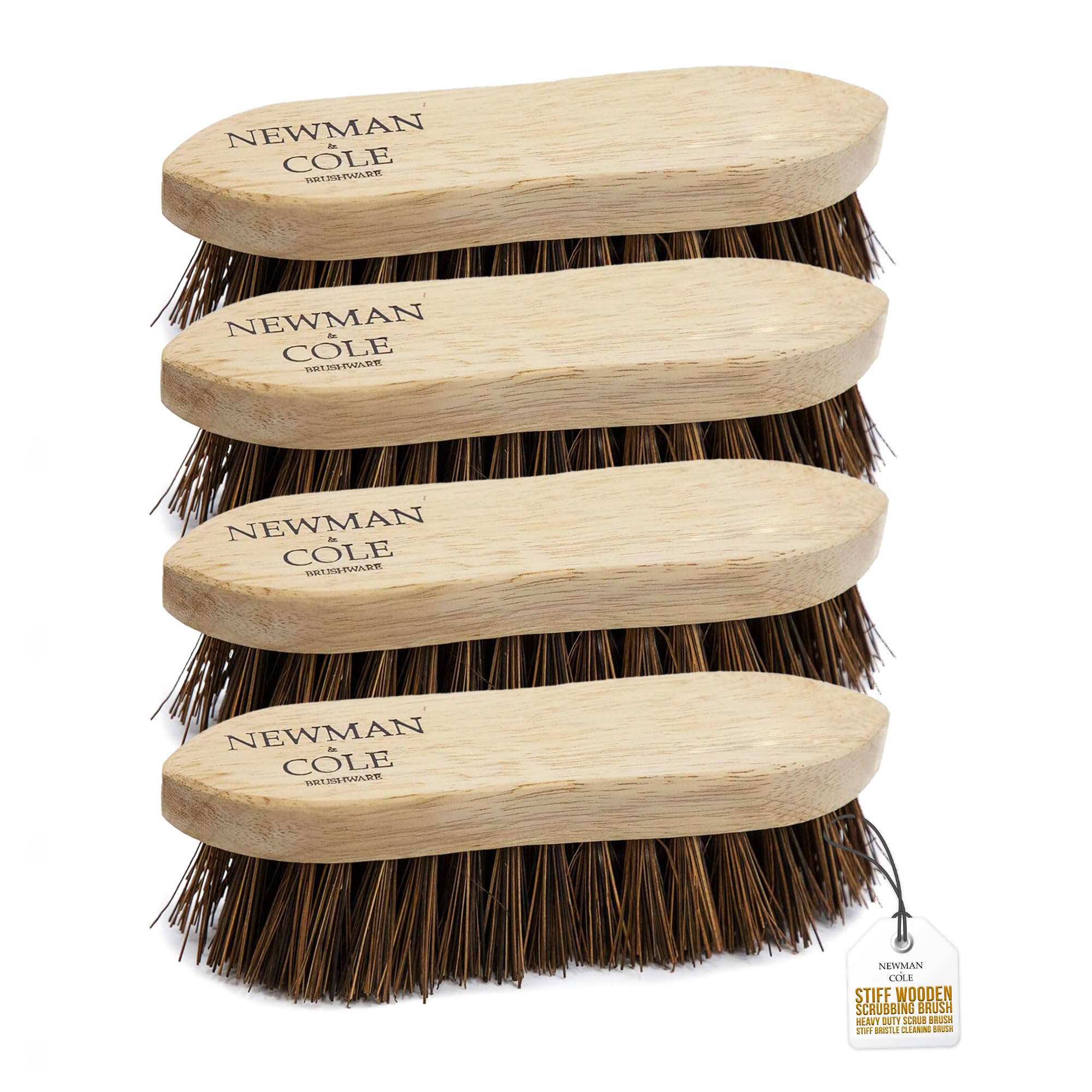 Wooden Scrubbing Brush Heavy Duty Hand Scrubber Wood Stock with Stiff Natural Bassine Bristles (4)