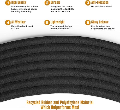Miniatura 3 de Manguera de remojo de 15 pies y 58 pulgadas de diámetro para camas de jardín, interfaz de latón macizo, ahorro de 70% de agua, goma resistente,