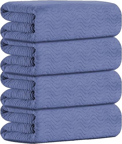 Juego de 4 toallas de baño extra grandes de 35 x 70 pulgadas, toallas de baño altamente absorbentes, de secado rápido, suaves con textura, juego de