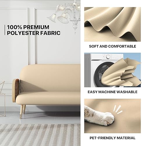 Miniatura 5 de MoNiBloom Funda elástica para futón de tamaño Queen, sin brazos, protector de muebles, duradera y lavable, con cremallera, para adultos, niños y