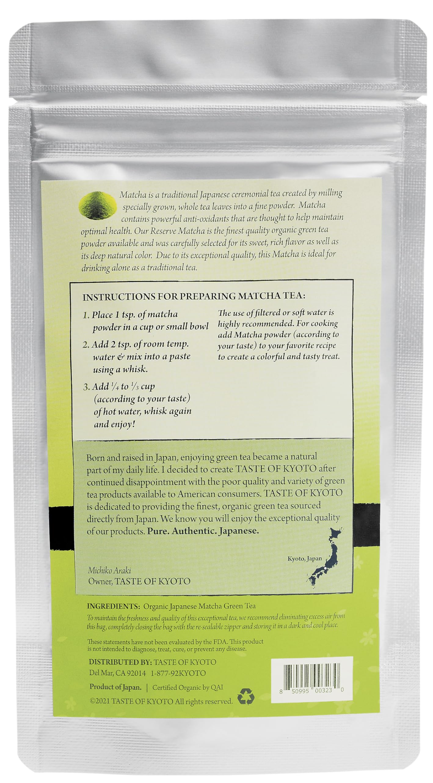TASTE OF KYOTO Matcha Green Tea Reserve 2 12 Ounce — view 2