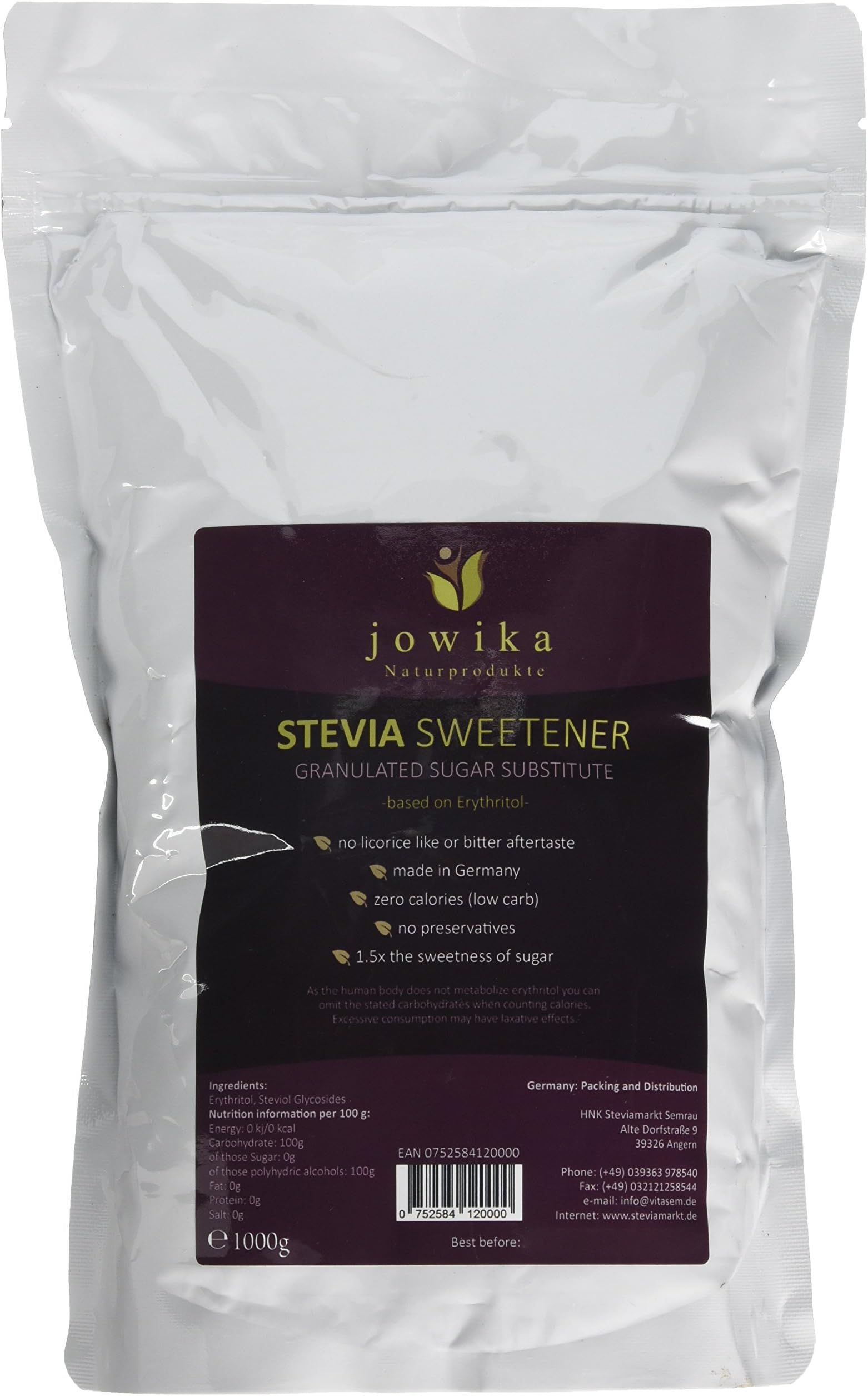 jowikaGranulated Natural Erythritol and Stevia Sweetener/Sugar Substitute