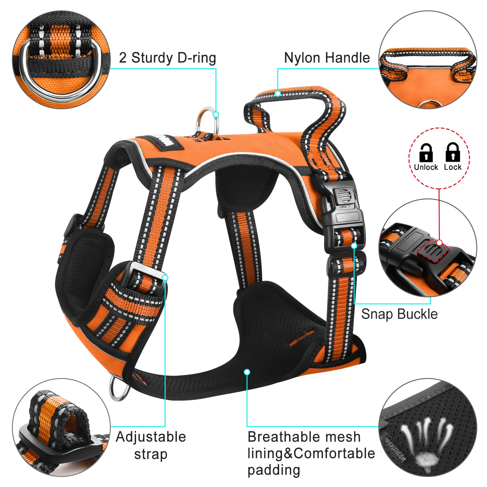 winsee Arnés para perro naranja XL