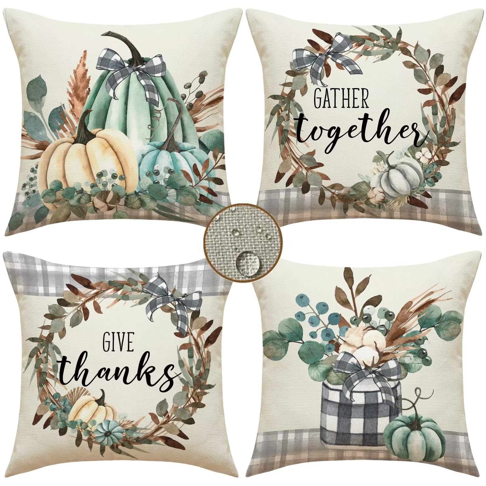 Outdoor-Kissenbezüge 45,7x45,7 Cm Set – Wasserfestes Blumenmuster, Polyester-Leinenoptik, 2er Pack