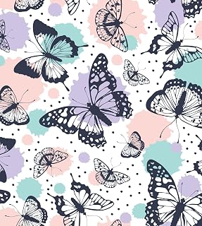 Pastel Turquoise, Pink & Purple Butterfly Pattern Edible Image Photo Cake Topper For Half Sheet Cake