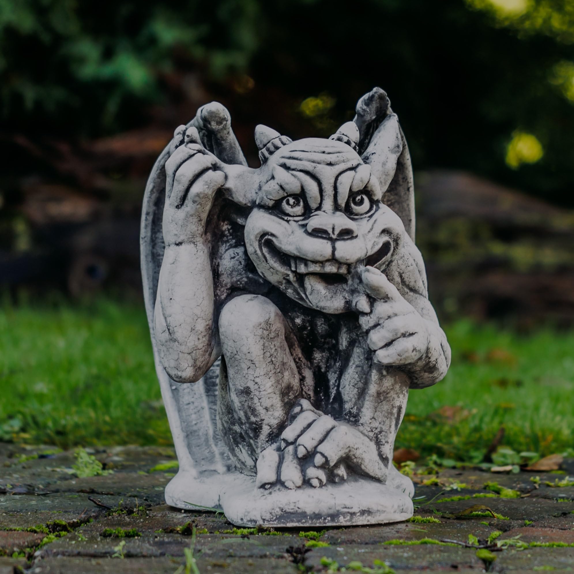 gartendekoparadies.de Grande Statue Amusante gargouille Le Fou Gardien en Pierre reconstituée, résistant au Gel