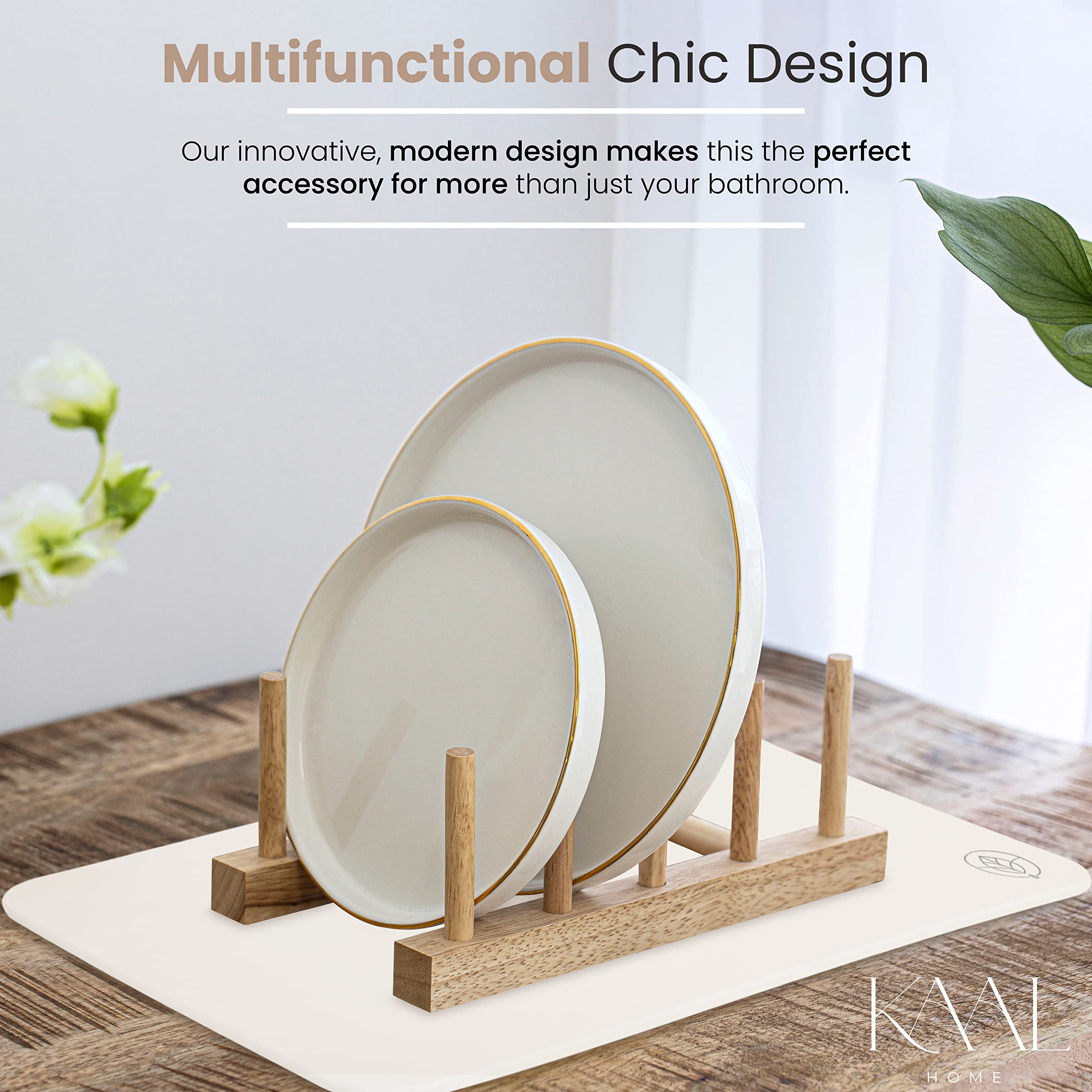 KAAL Home DIATOMACEOUS Earth Stone Bath Mat - White, Minimalist, Non Slip Bath Mat for Bathroom | Diatomite Stone Bath Mat | Modern Super Absorbent Stone Shower Mat | Quick Drying Stone Bath Mat