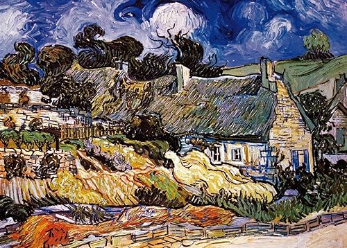 Moruska Rompecabezas de Vincent Van Gogh de Thatched Cottages at Cordeville de 1000 piezas, colección de museo, famosa pintura, rompecabezas