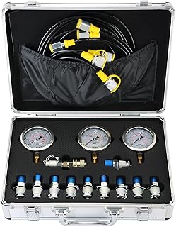 ATPEAM Hydraulic Pressure Gauge Kit 25/40/60MPa/11Couplings Excavator Parts Hydraulic Tester Coupling Hydraulic Pressure Test Kit for Excavator Construction Machinery