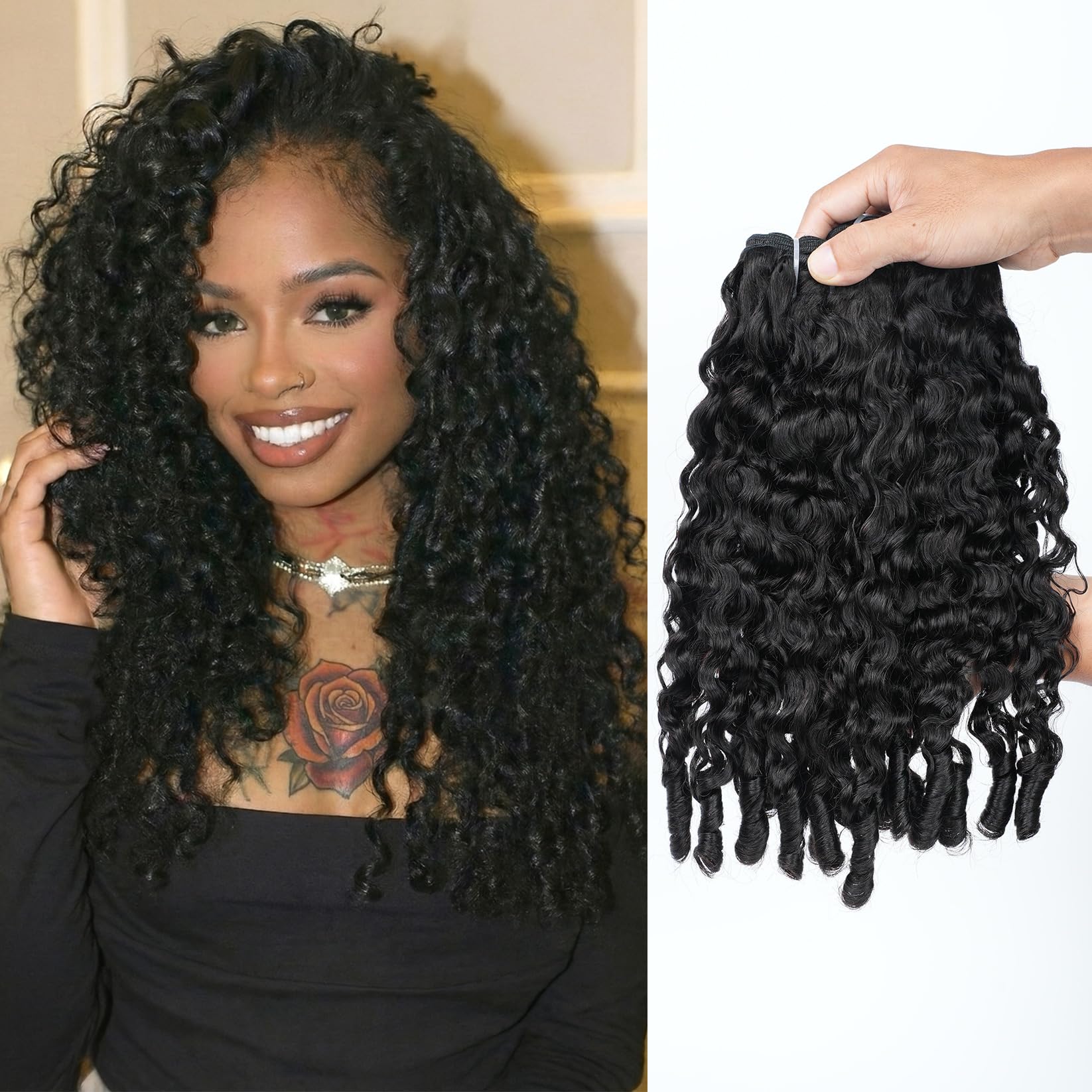 Wequeen 16A Burmese Curly Human Hair Bundles 14 16 18 Inch 100% Unprocessed Brazilian Virgin Hair Quick Weave Bundles Human Hair Extensions Real Human