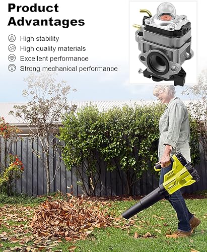 Miniatura 4 de Kits de carburador 308054121 compatibles con ventilador de chorro de gas Ryobi RY25AXB de 25 cc, con junta de línea de combustible