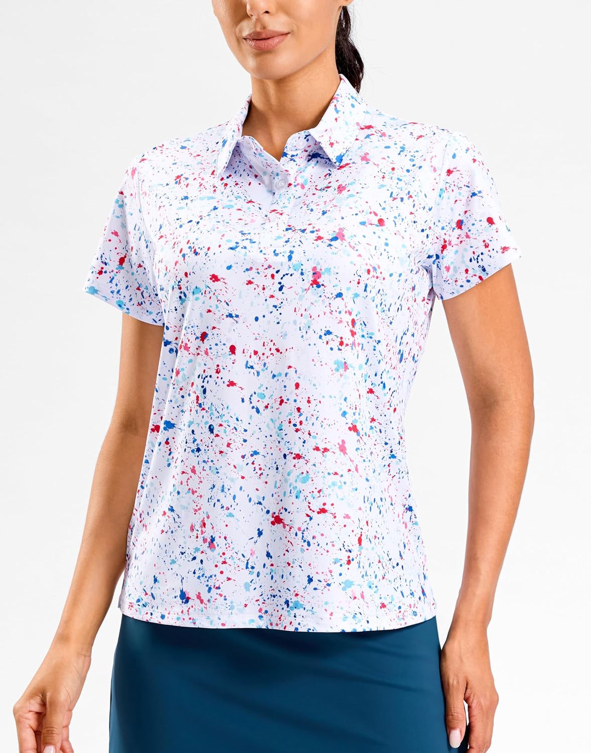 SANTINY Golf Polo Shirts for Women Short Sleeve Quick Dry 3 Buttons Collared Pickleball Shirt Summer Golf Tennis Tops