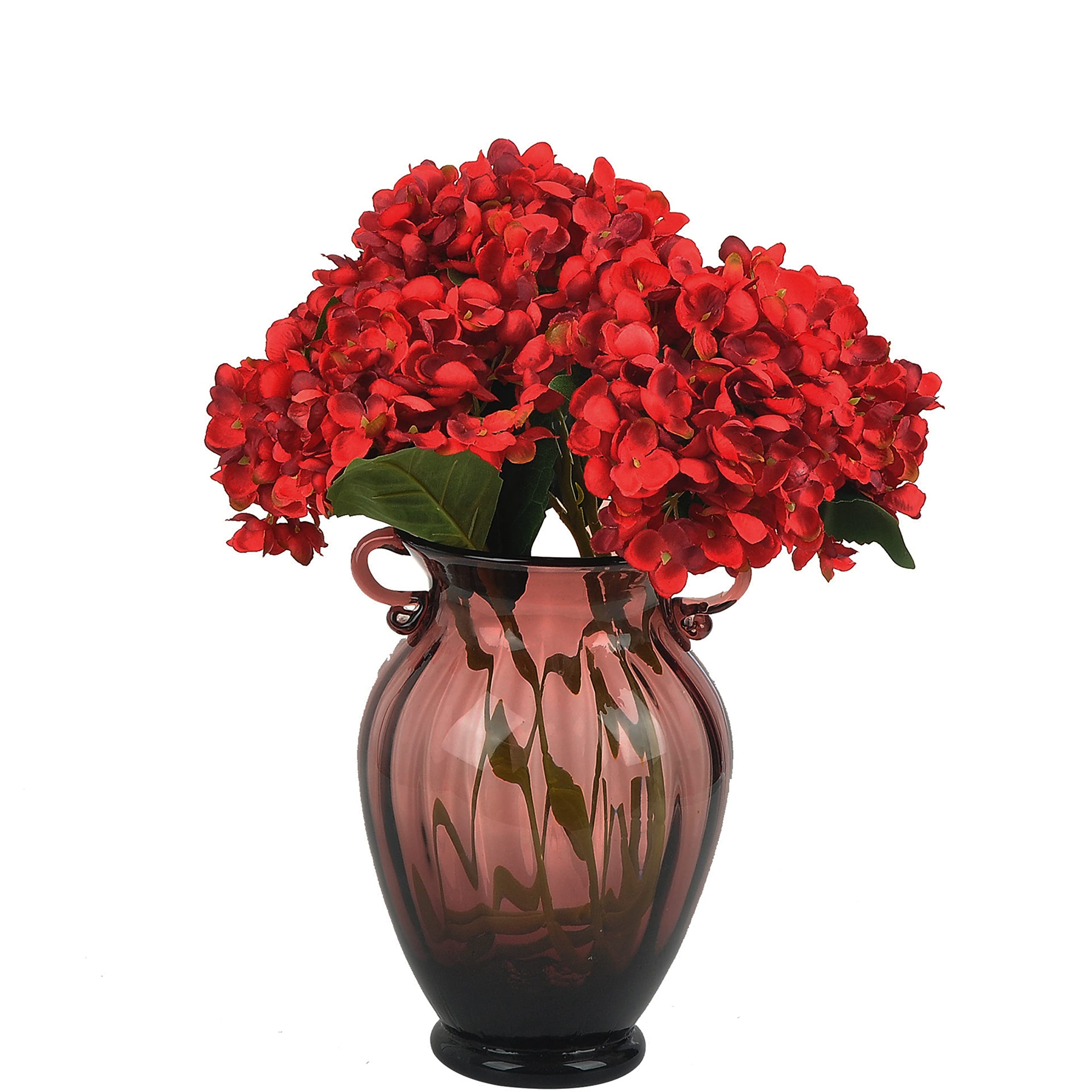 cn-Knight 6pcs Artificial Hydrangea 18 Inch Long Stem Silk Hydrangea Flower for Home Décor Centerpieces DIY Wedding Bridal Bouquet (Dark red)