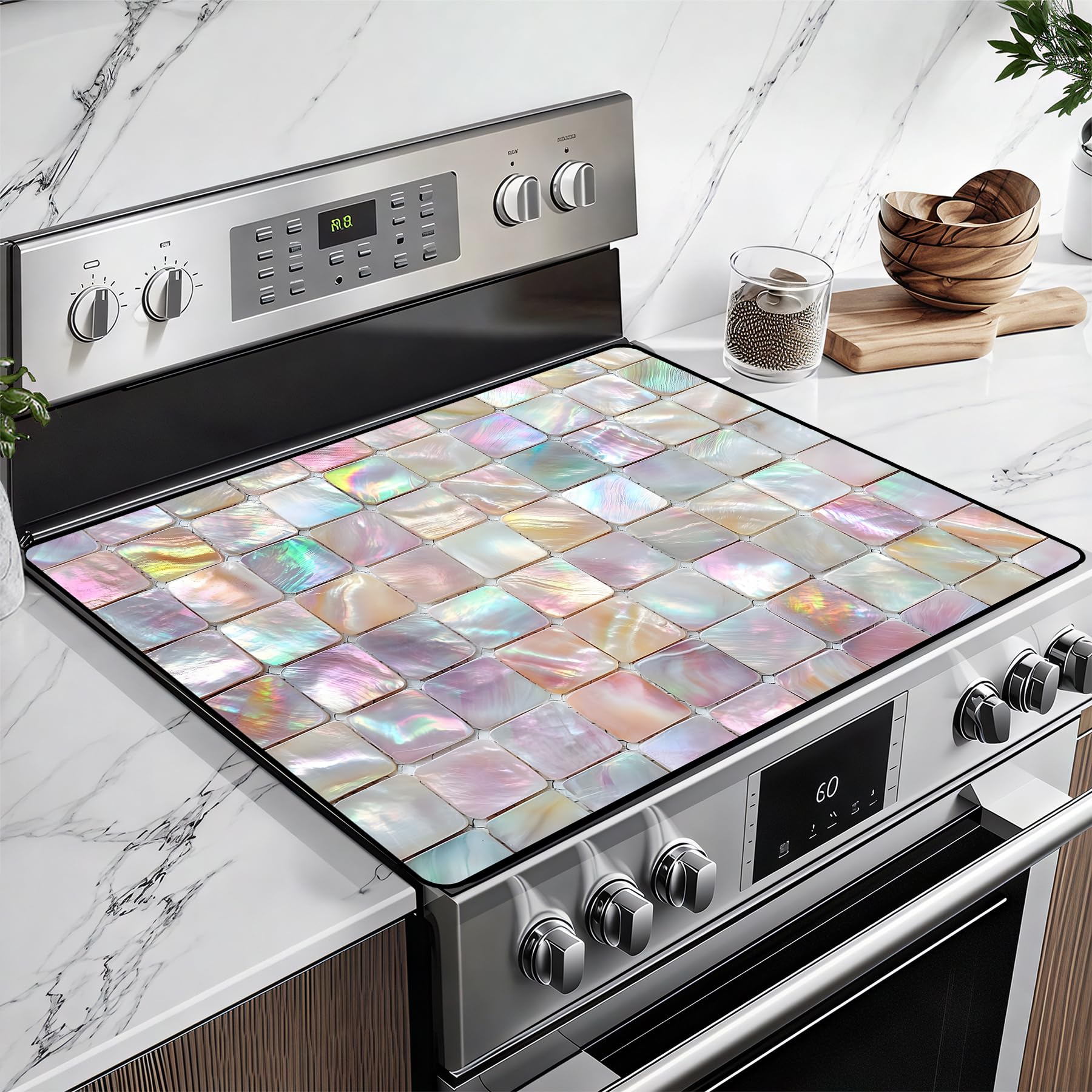 Stove Top Cover for Glass Electric Stove, 28.5"x 20.5" Heat Resistant Cooktop Protector Mat with Non-Slip Rubber Backing, Scratch Protection and Counter Space Mat
