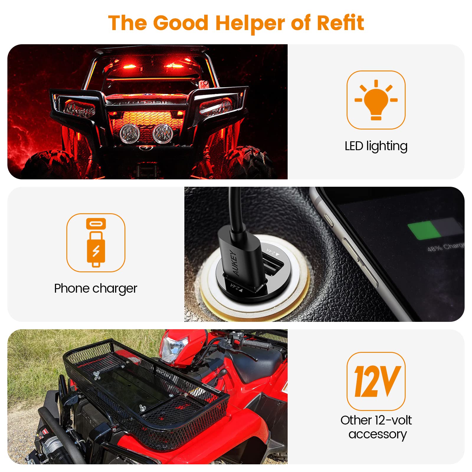 briidea Power Panel Switching System, Plug-and-Play SAE Power Switching System with IP67 Waterproof, Suitable for Ships Kayaks ATV UTV