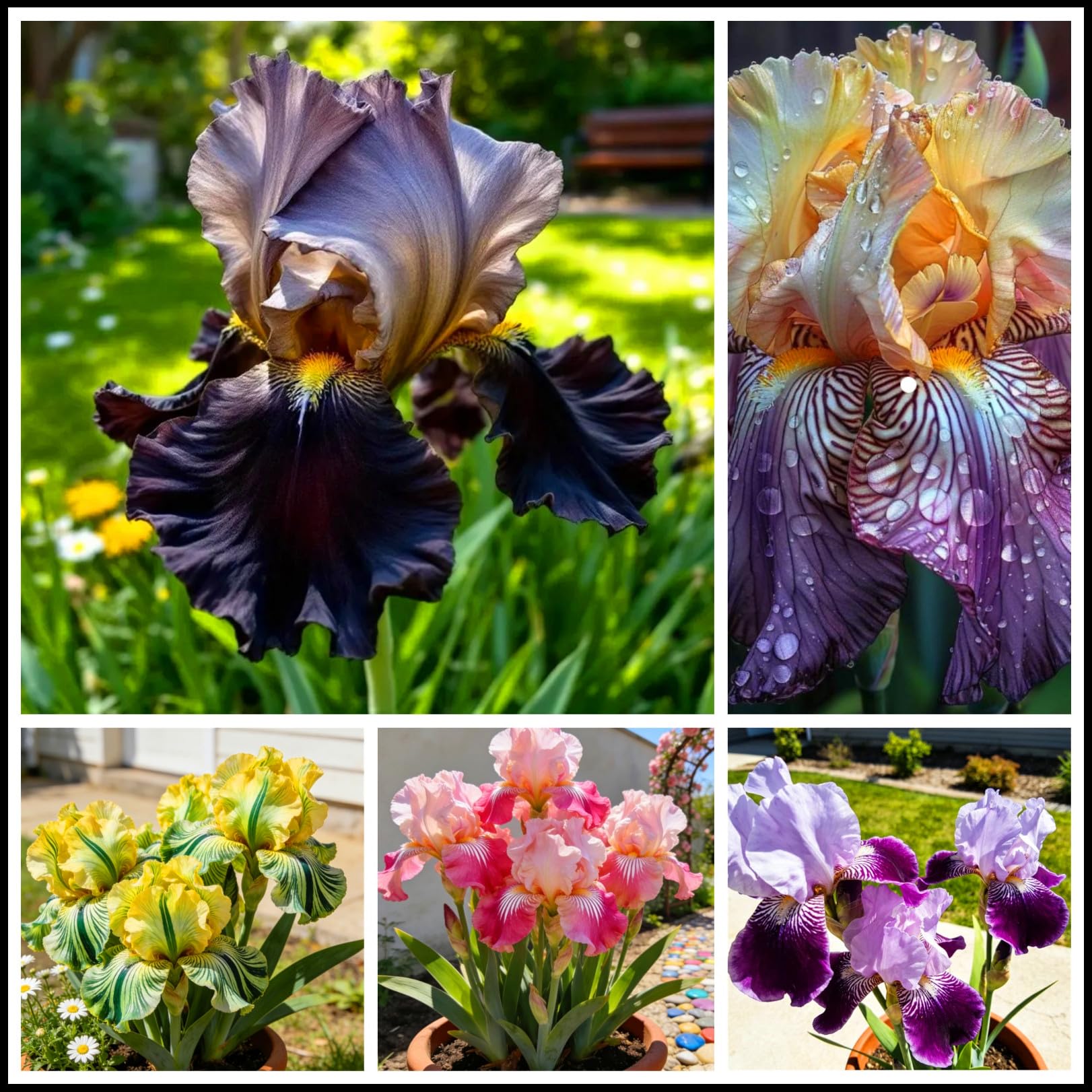 Outdoor Iris Bulbs, Now Available for Planting in the UK, Landscaping Flowers, iris Bulbs, Garden Flowers, Plant Bulbs, Natural and organicg-Hardy Perennial, Excellent Display-6 Bulbs-G