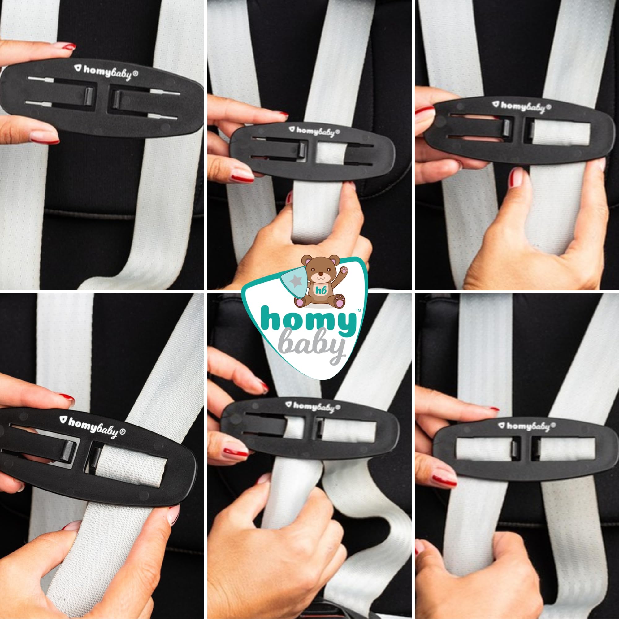 HOMYBABY® Fibbia di Sicurezza per Bambini – Clip Antisfuggimento per Imbracatura – Ferma Bretelle per Seggiolone e Passeggino – Impedisce al Bambino di Sfilarsi