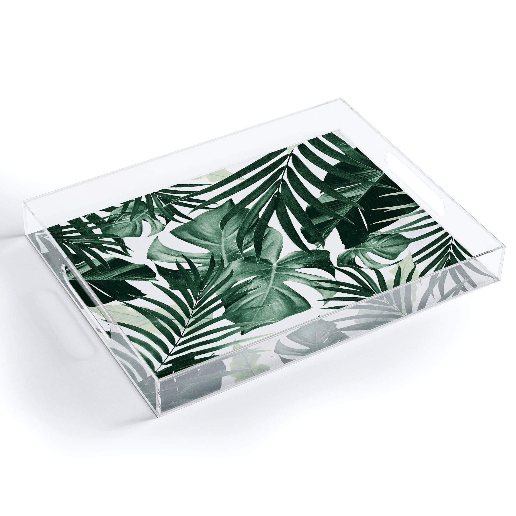 Society6 Anita Bella Jantz Tropical Jungle Leaves 4 Acrylic Tray, 15.5"x12", Green