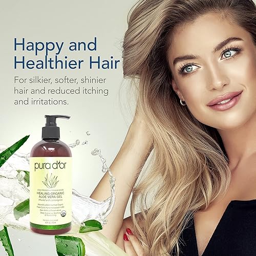 Miniatura 5 de PURA DOR USDA Gel orgánico de aloe vera aroma de limoncillo 16 oz  47318 ml profundamente hidratante humectante para la piel y el cabello