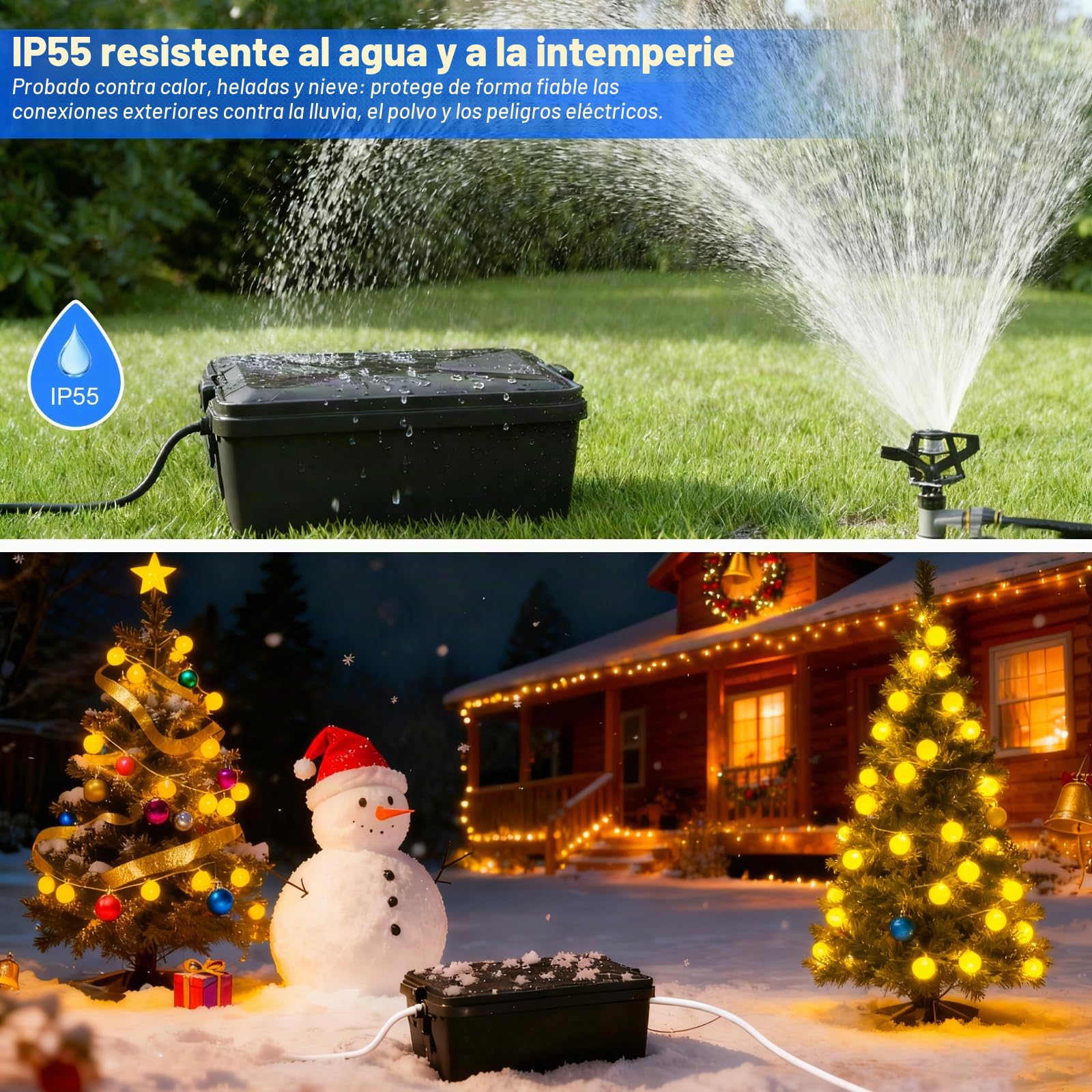 Caja Estanca Exterior Electrica, Caja de Conexiones Eléctricas Exteriores Impermeable con Protección IP55, para Proteger Cables Extensión, Regletas, Enchufes Exteriores, 33x22x13cm