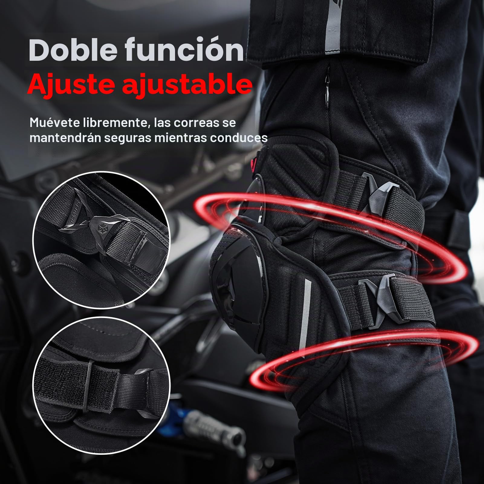 Scoyco Protectores de rodillas para motocicleta, nivel de protección CE 1 Multifuncional protector de rodillas para motocross patines en línea MTB Skateboard E-Bike Carcasa de TPU Equipo de protección
