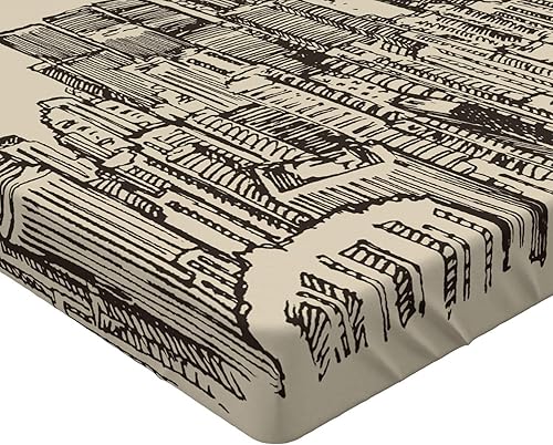 Miniatura 2 de Lunarable Sábana bajera ajustable de Hong Kong, rascacielos dibujados en Hong Kong, arquitectura, turismo urbano metropolitano, funda de cama con