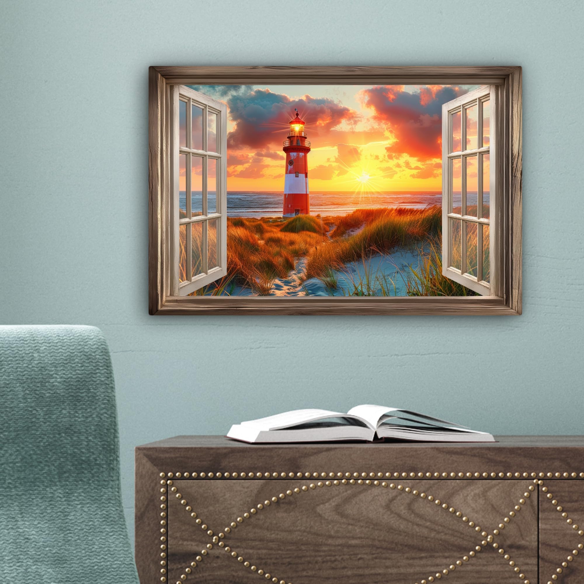 MuchoWow© Canvas Wall Art Decor Paintings Print framed on Pictures, View - Window, 30L x 20W cm - Image 7