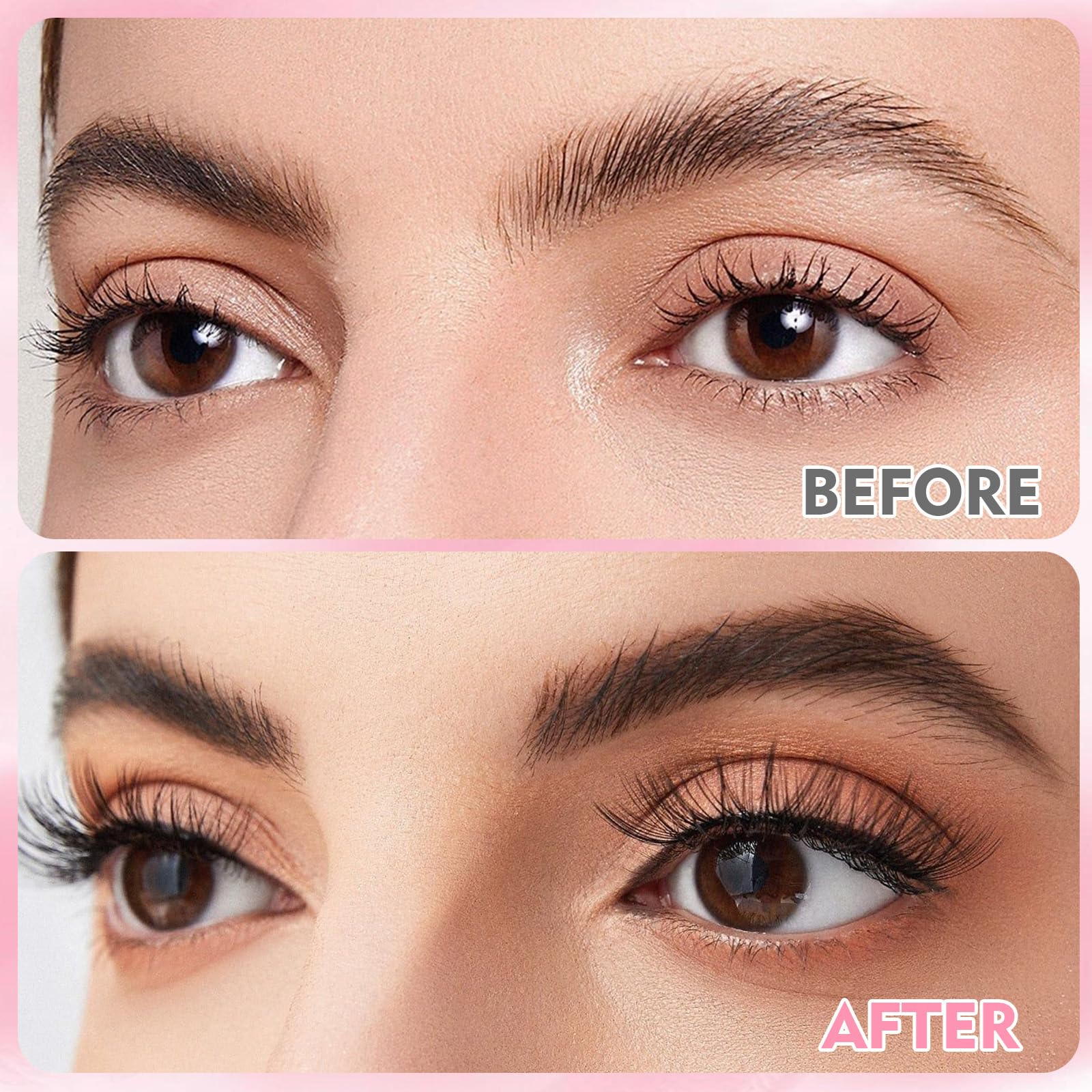 VEGCOO 10 Paia Mezze Ciglia Finte Naturali, Ciglia Occhio di Gatto Fake Half Eyelashes Riutilizzabile, 3D Cancella Banda Trasparente Corner Lashes (HN-Stelo trasparente)