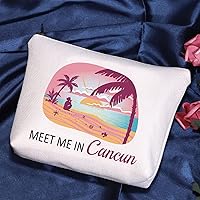 Vista 2 de POFULL Regalo de vacaciones en Cancún México Cancún Regalo de despedida de soltera Meet Me In Cancún Bolsa de cosméticos de viaje, Bolso Cancún