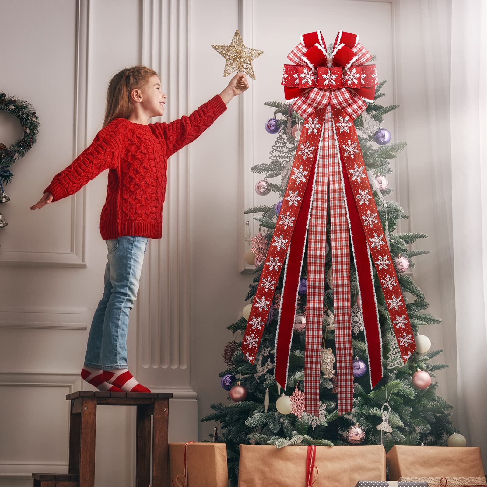 12 Lazos De Terciopelo Rojo Para árbol De Navidad - Decoración Navideña Elegante Y Duradera