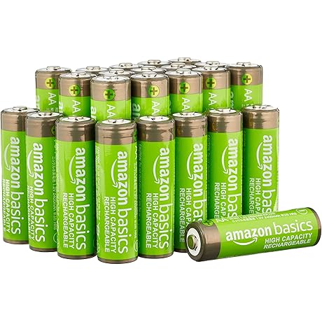Amazon Basics Rechargeable AA Batteries, 24 Pack NiMH High-Capacity Batteries (2400 mAh)