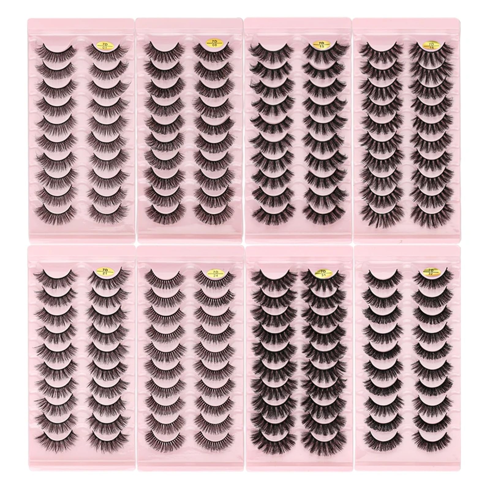 UAMOU Ciglia volume soffici e dense arricciature russe ciglia finte estensione occhi visone ciglia russe fatte a mano Cheerfully (Color : 10pairs 7D-21, Size : 5 Boxes)