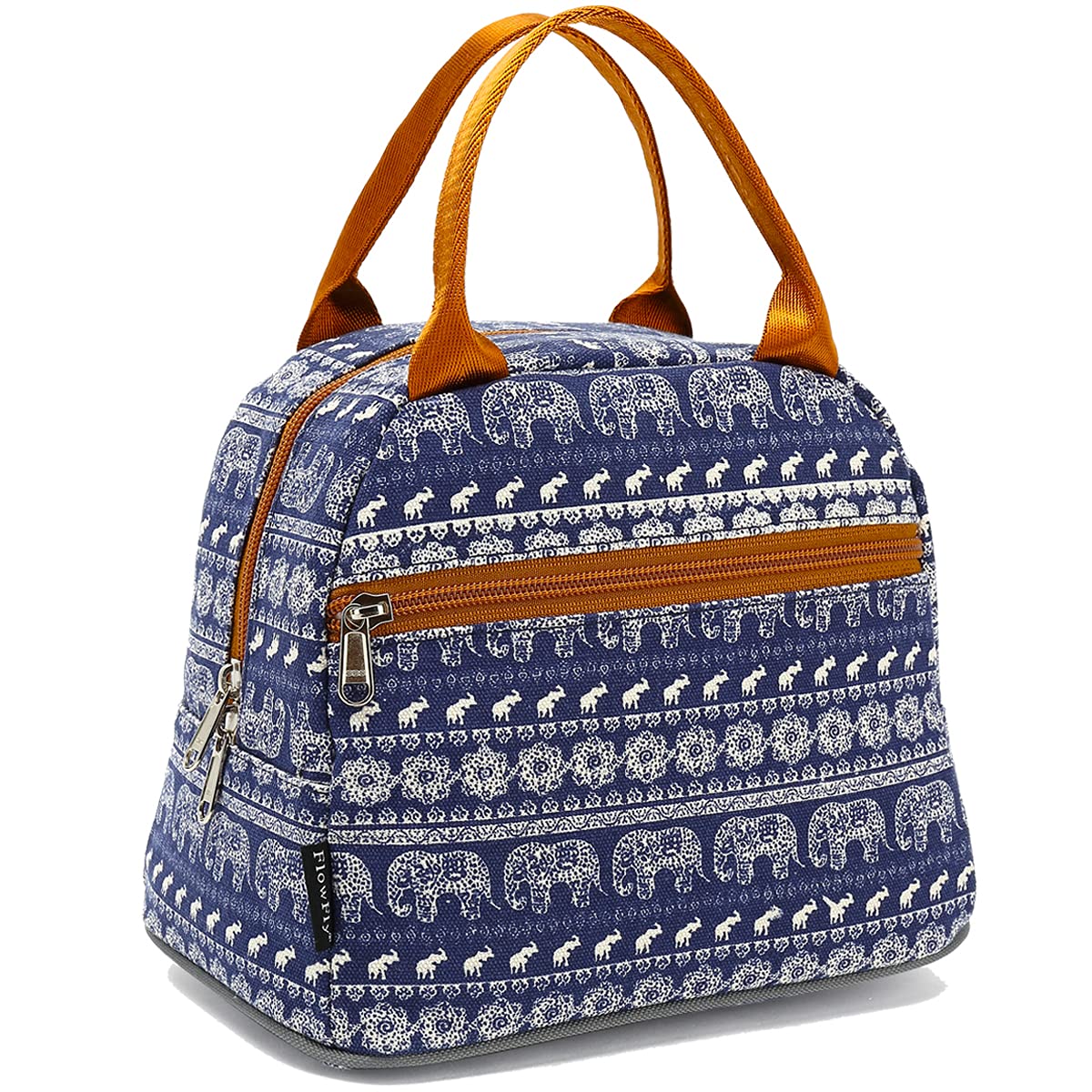 FlowFly Insulated Lunch Cooler Bag - Tote Bag Organizer for Women/Men, Elephant