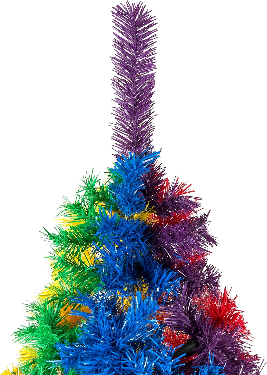 Best Choice Products 7ft Artificial Colorful Rainbow Christmas Tree, Full Fir Holiday Seasonal Decoration w/ 1,213 Branch Tips, White Metal Stand