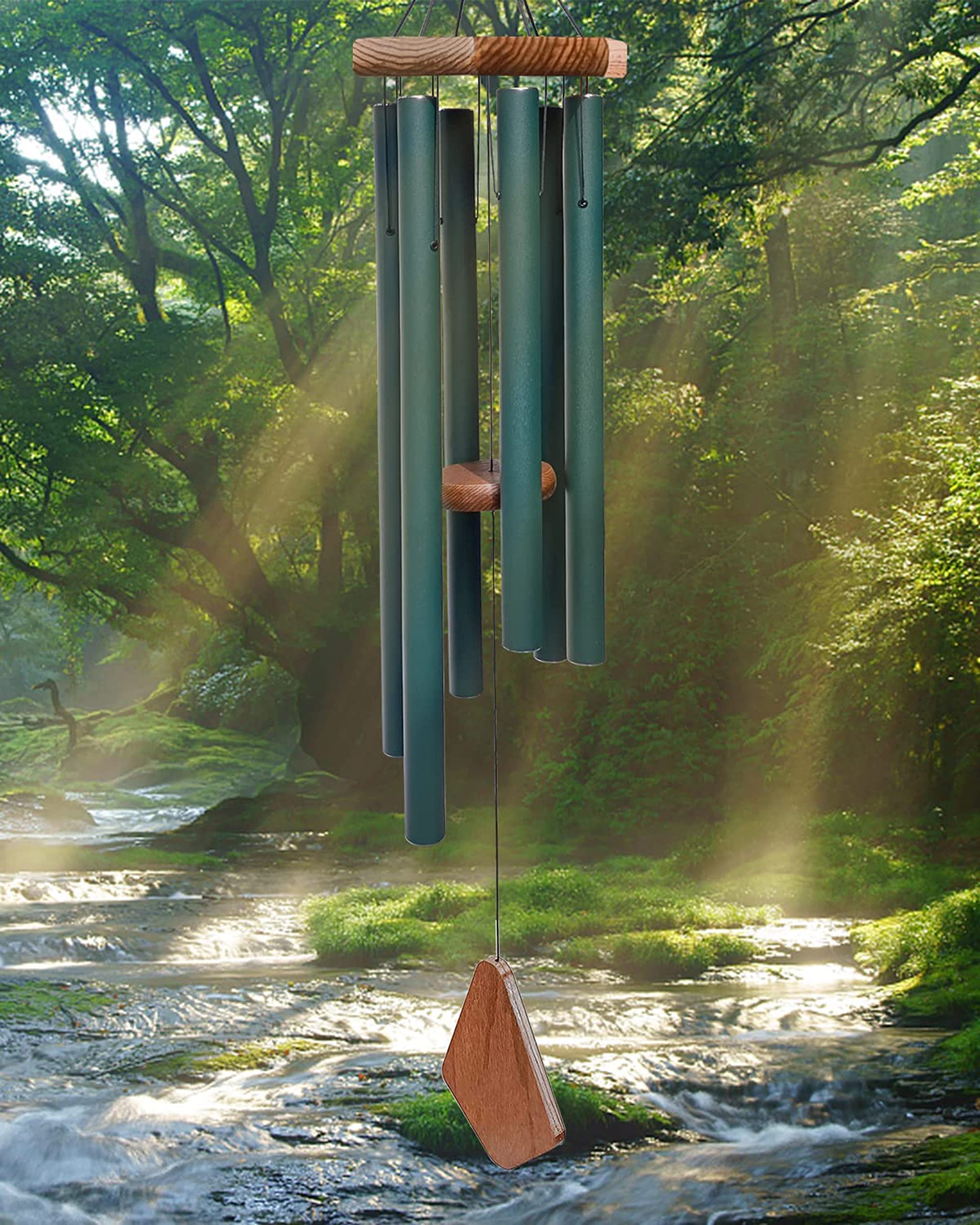 TIMESETL Large Wind Chime for Home, Garden, Patio, Decoration and Meditation and Best Gift for Birthday, Anniversary, Home VASTU Pooja and Return Gift. (42 Wooden Forest Green) (B09VBHSQBJ) Amazon Price History, Amazon Price Tracker