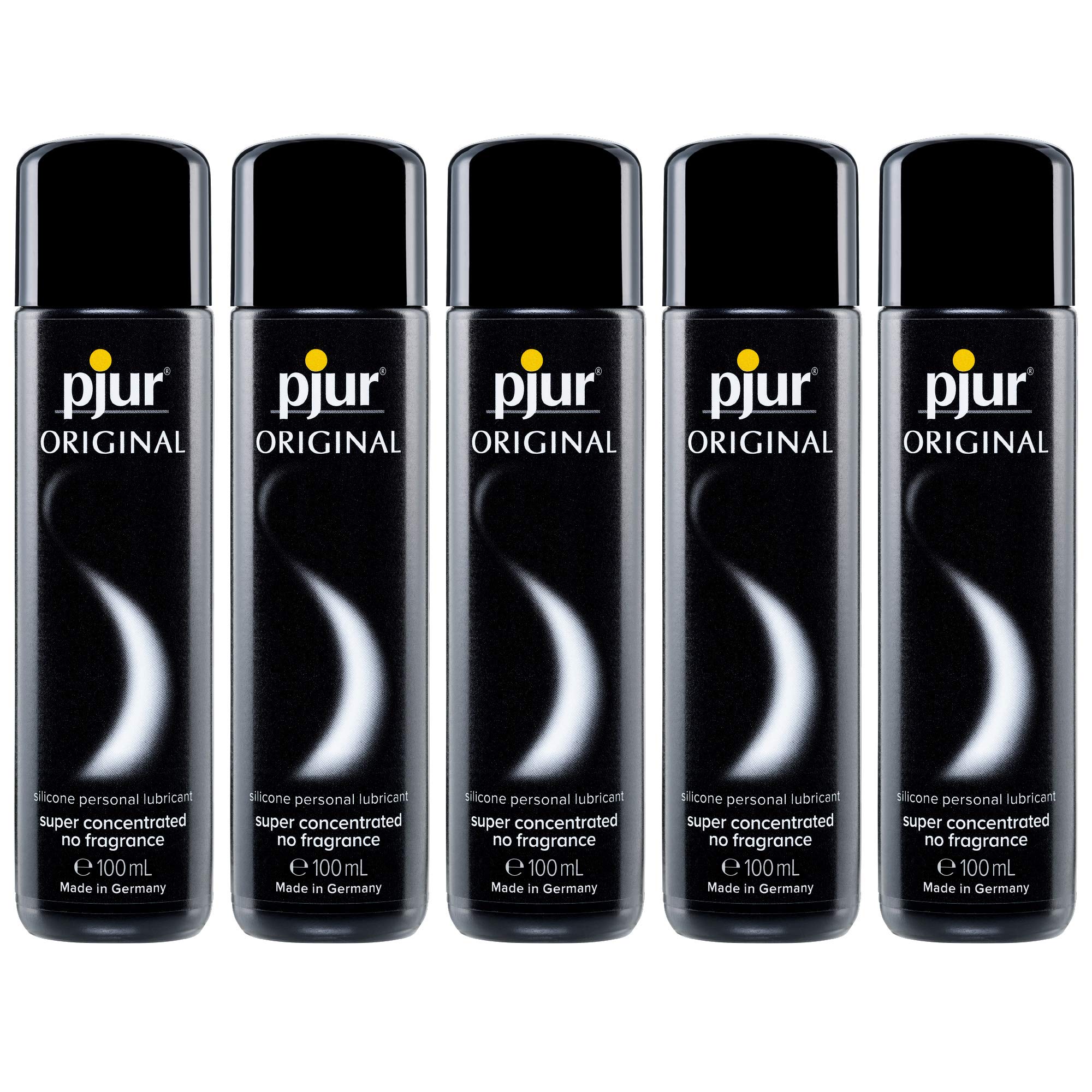 pjur Original - Long-Lasting, Extra-Smooth Silicone-Based Lubricant and Massage Oil for Enhanced Pleasure - Latex Condom Compatible - Zero Odors, Flavors, or Preservatives - 100ml (Pack of 5)