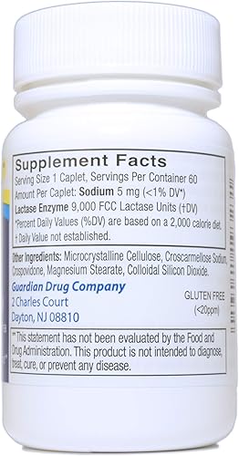 Miniatura 2 de Guardian Cápsulas de acción rápida para alivio de lácteos, 9000 FCC, píldoras de intolerancia a la lactosa, enzima de lactasa (360CT (botellas))