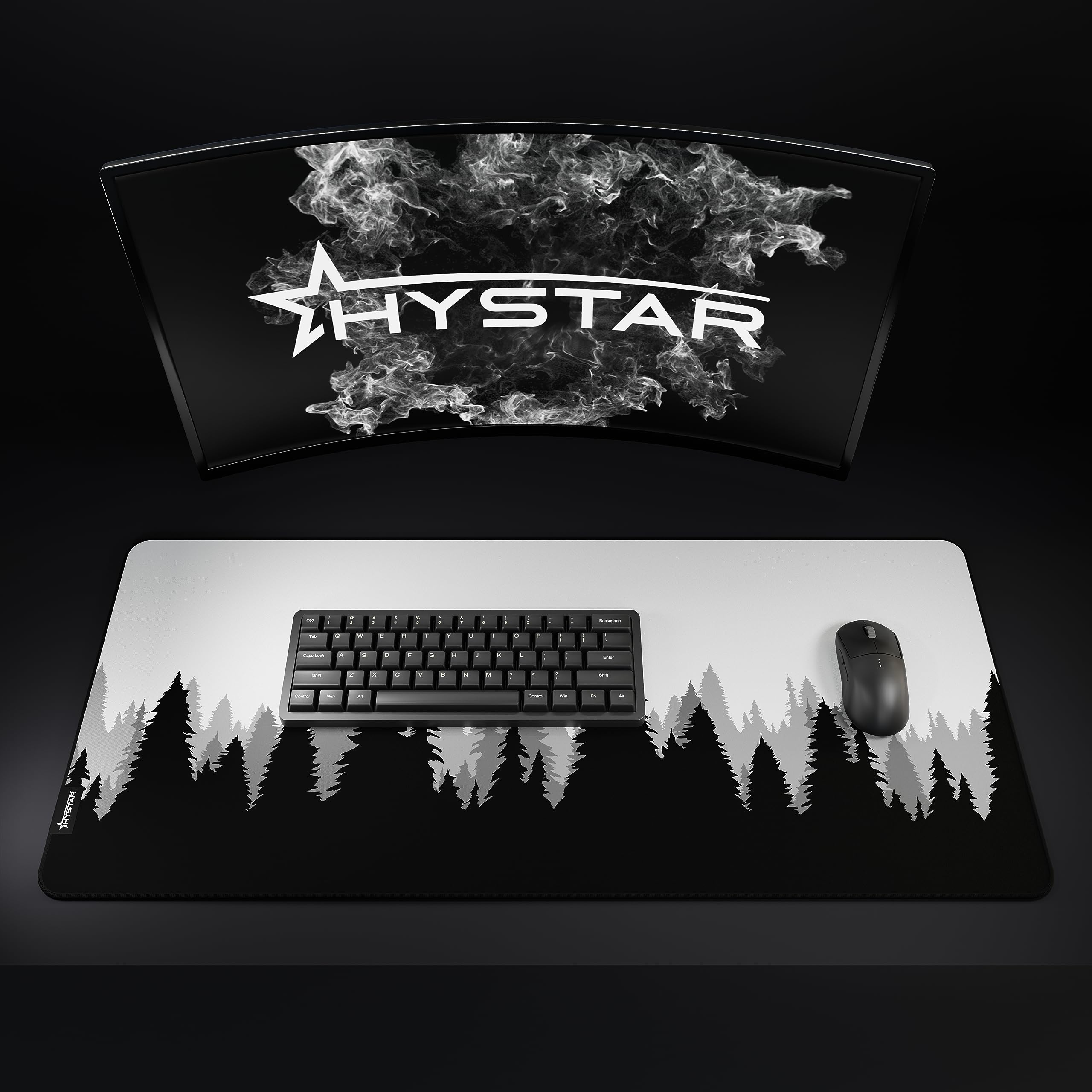 Hystar Erweitertes Gaming-Mauspad | XXL 91,4 x 40,6 cm | 5 mm Dicke, wasserdichte Oberfläche, glattes Polyestergewebe und Unterseite aus Naturkautschuk | Arctic