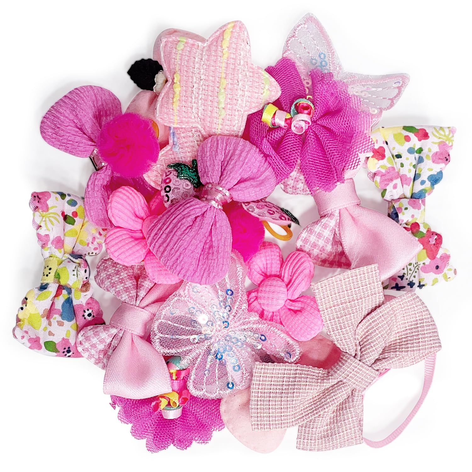 20pcs Pink Dog Hair Bows, Elastic Rubber Bands, Dog Hair Clips - Image 4