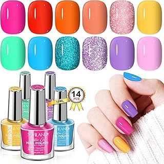 SAVILAND Quick Dry Nail Polish Set: 14 Pcs Neon Summer Nail Polish Fast ...